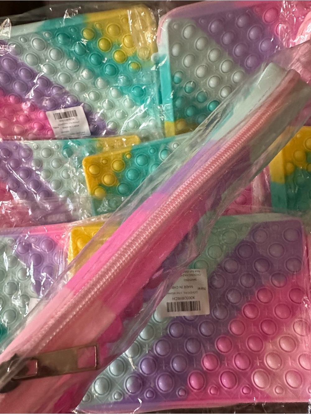 Multicolor Pastel Bubble Pop Fidget Purse set of 5